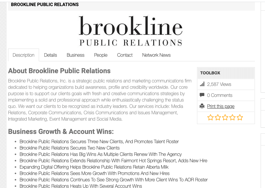 Brookline Public Relations Profile